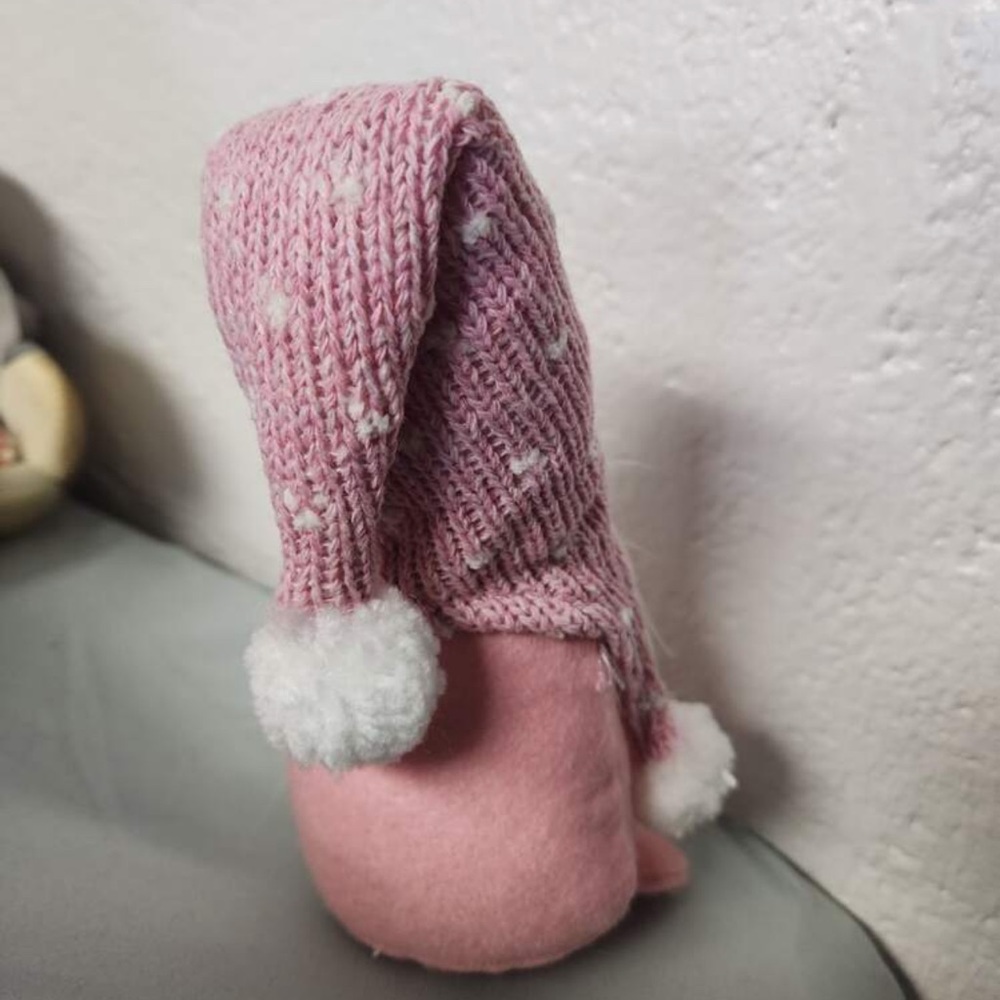 New Handmade Cute Pink White Home Decor Linen Polyester Gnome Elf Doll Figurine - Picture 3 of 14